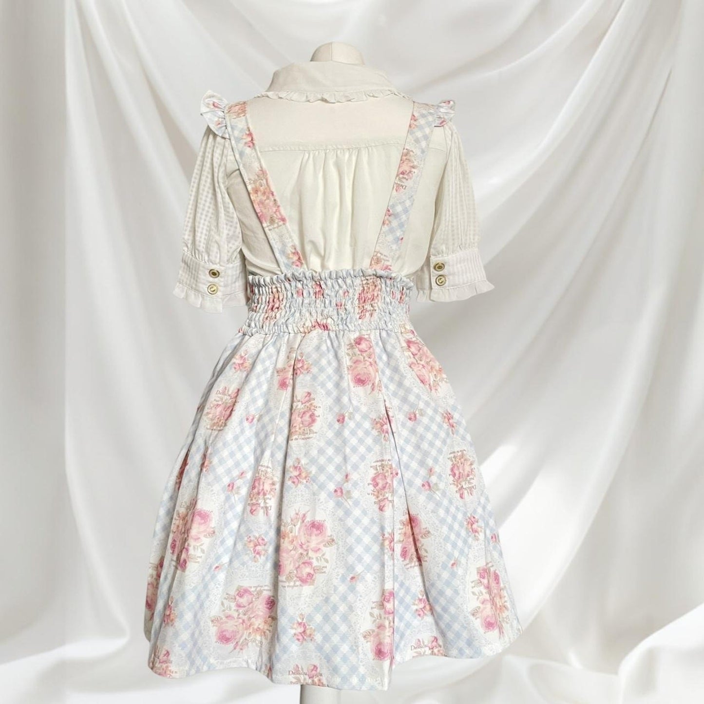 Liz Lisa blue gingham floral JSK dress  himekaji style  (blouse not included)3