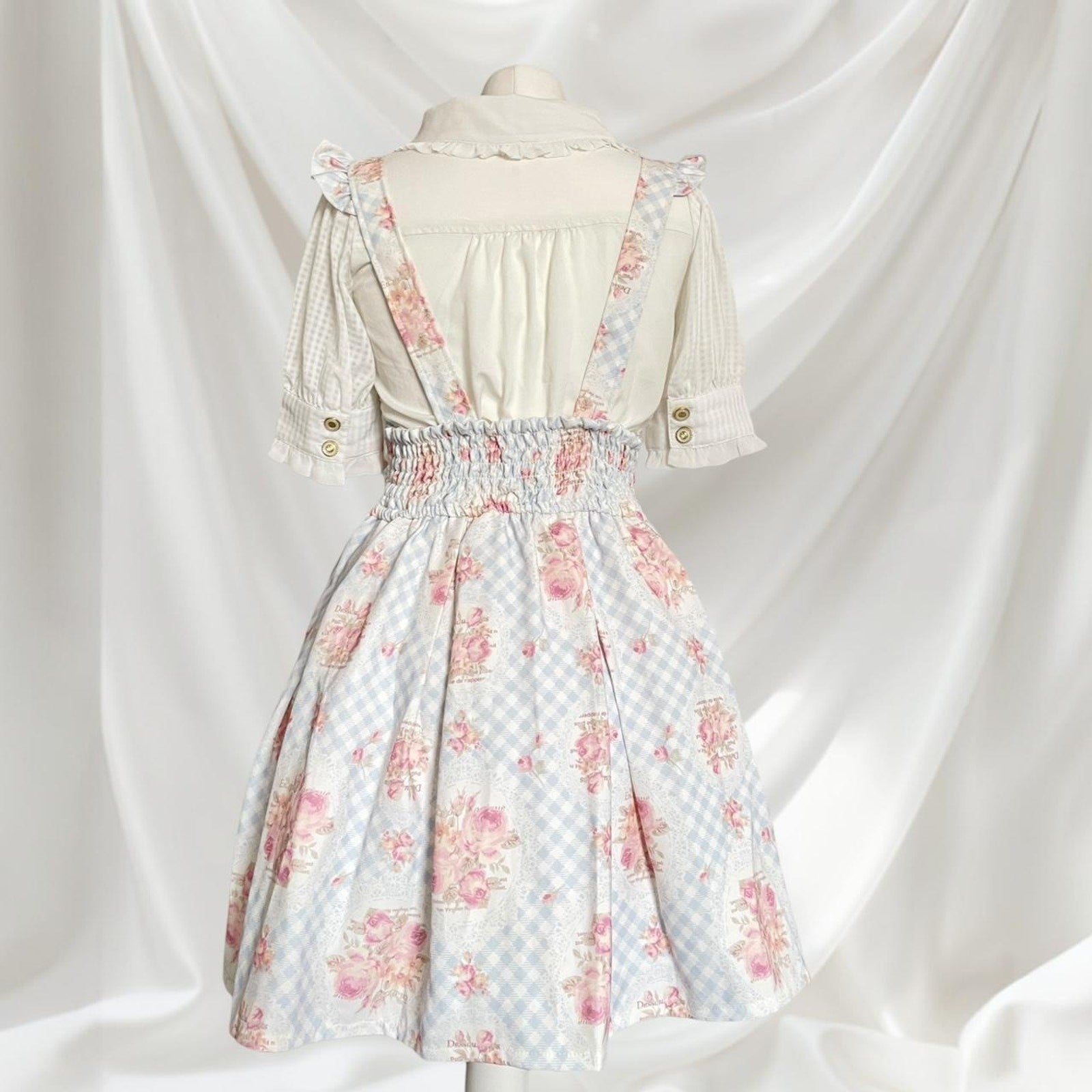 Liz Lisa blue gingham floral JSK dress  himekaji style  (blouse not included)3