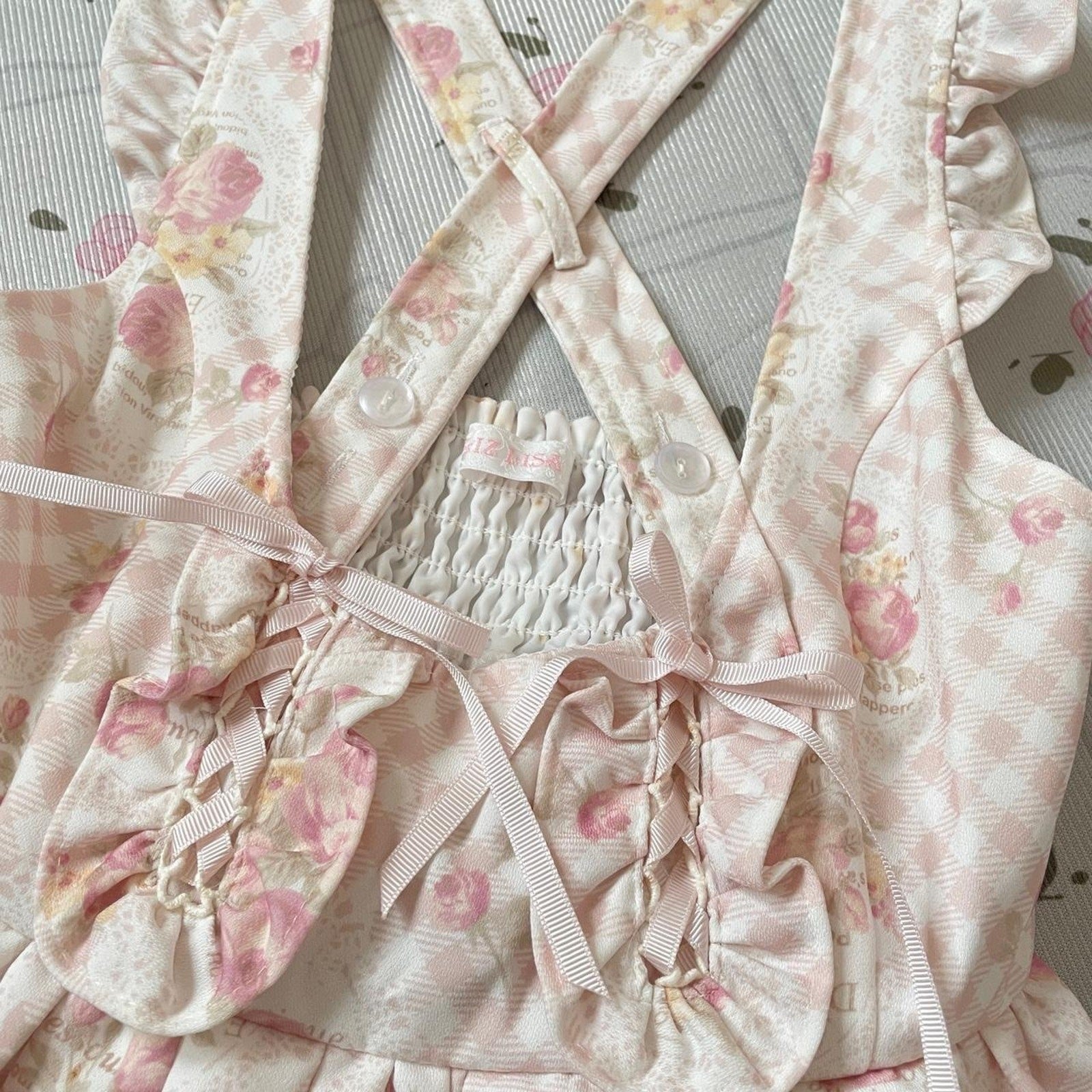 Liz Lisa floral suspender skirt with ruffle straps3