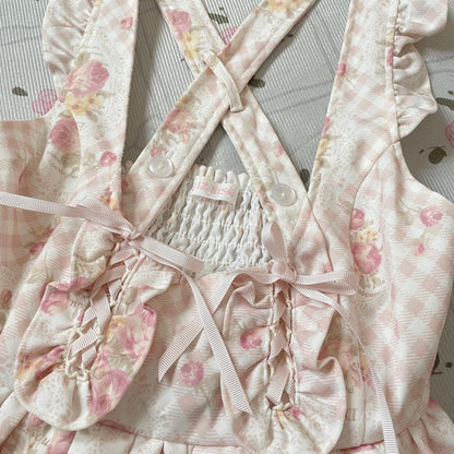 Liz Lisa floral suspender skirt with ruffle straps3