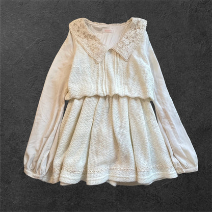Liz Lisa ivory lace mini dress – elastic waist, tunic style0