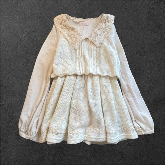 Liz Lisa ivory lace mini dress – elastic waist, tunic style0