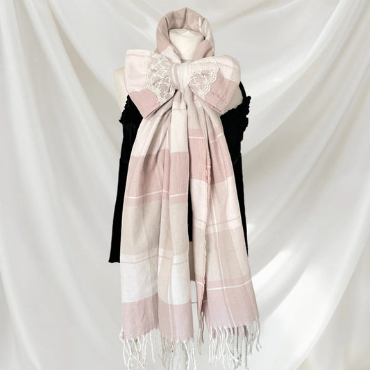 Liz Lisa Check Scarf with Detachable Bow – Himekaji / Sweet Lolita Style0