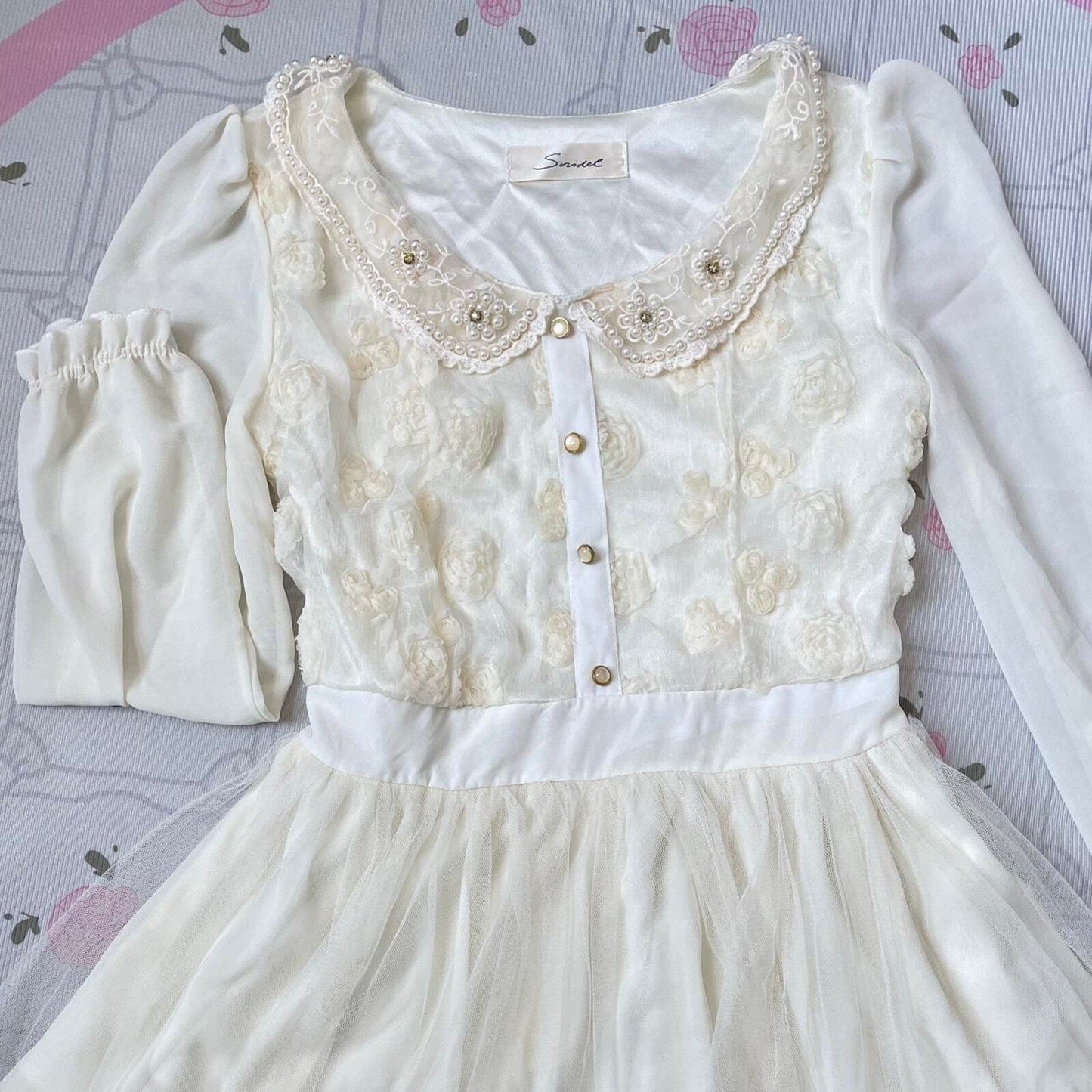 Japanese brand Snidel lace dress with embellished collar and layered skirt1