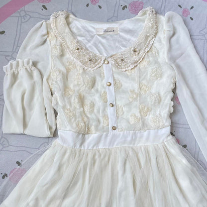 Japanese brand Snidel lace dress with embellished collar and layered skirt1
