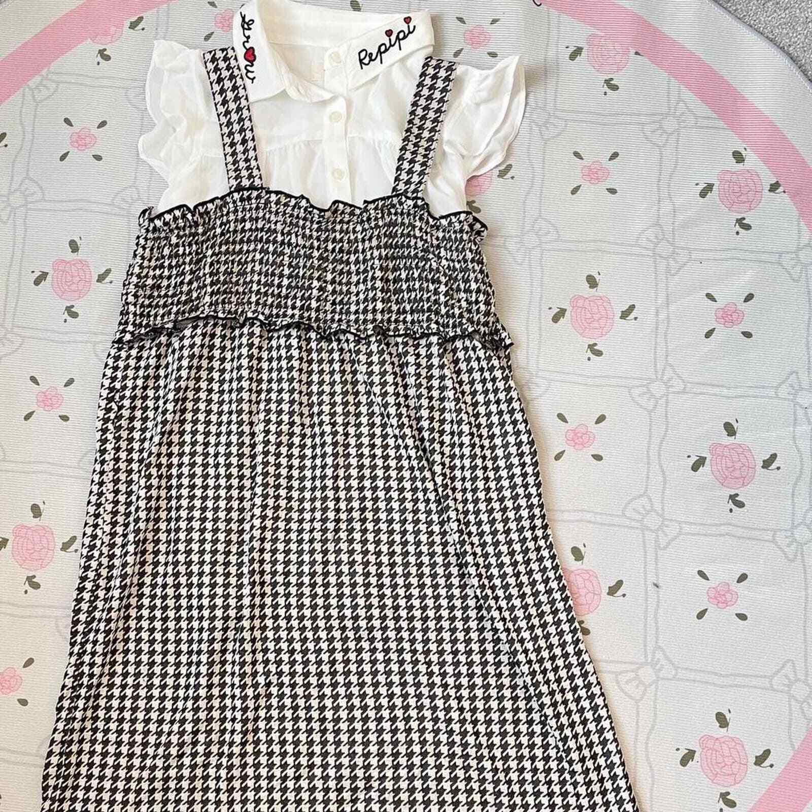 Japanese gingham dogtooth dress details1