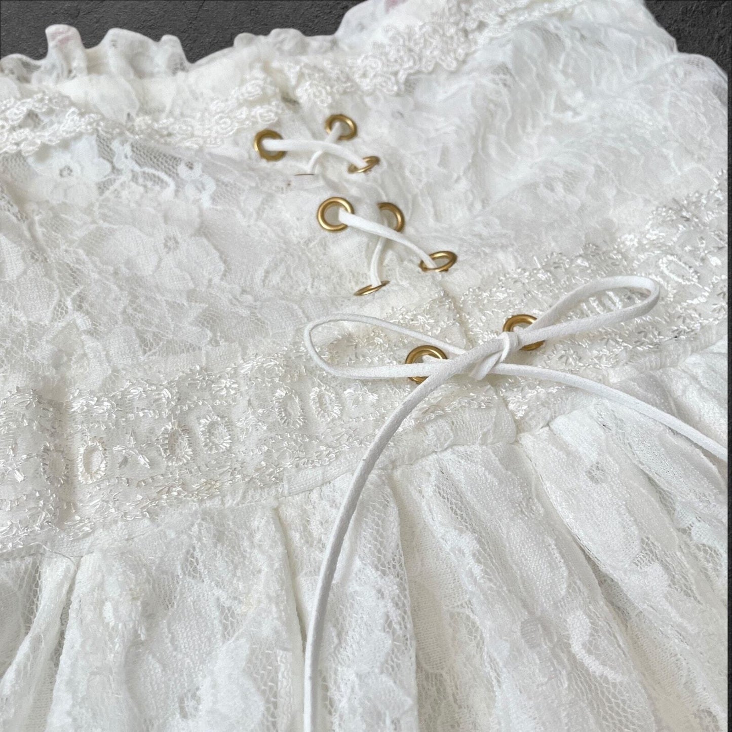 White lace summer mini dress JSK Jfashion kawaii light-lolita style XS/S4