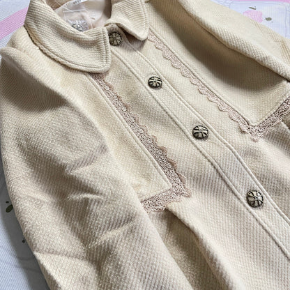 Axes Femme Beige Lace Trim Coat – Classic Romantic Style2