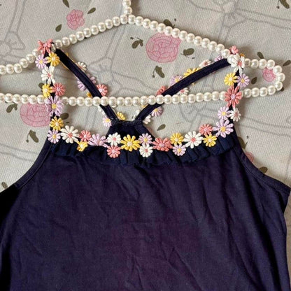 Olive des Olive navy racerback tank top with daisy trim – fairycore y2k vibes4