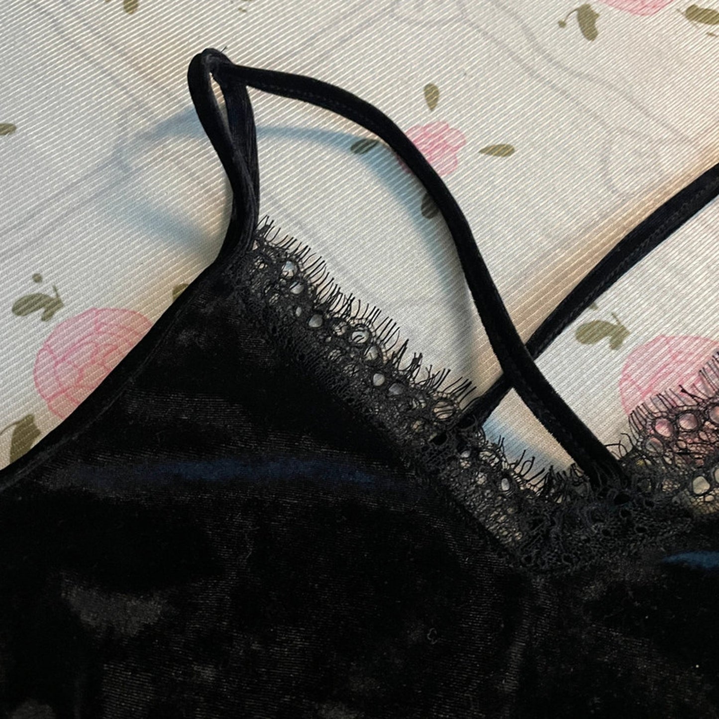 Japanese Vintage Floral Ruffle Skirt & Velvet Camisole Set Y2K Style4