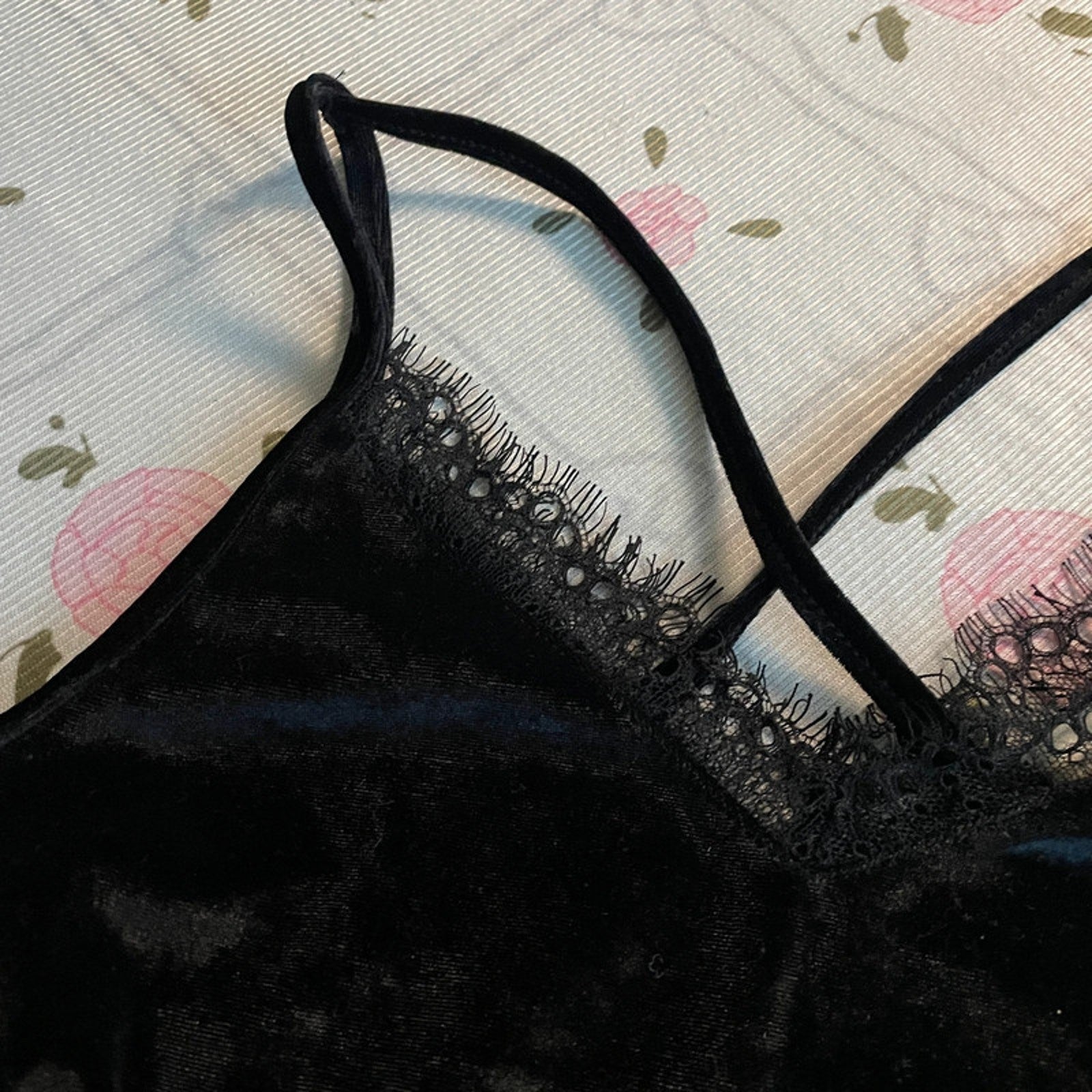 Japanese Vintage Floral Ruffle Skirt & Velvet Camisole Set Y2K Style4
