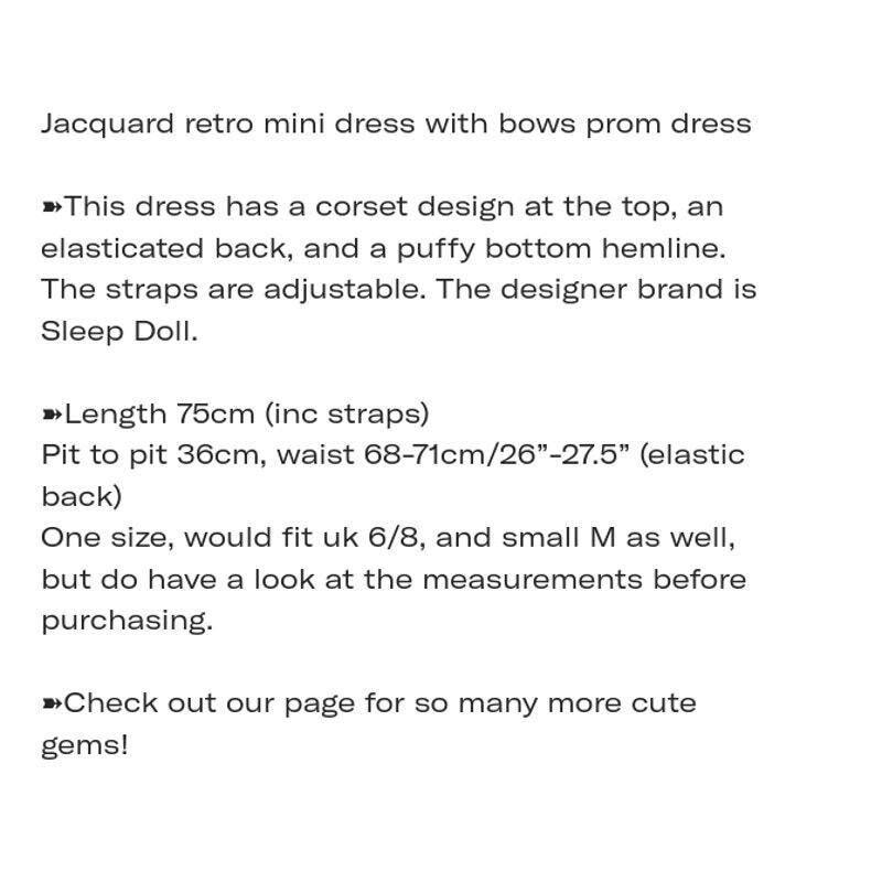 Jacquard retro floral mini dress with bows designer dress XS/S7