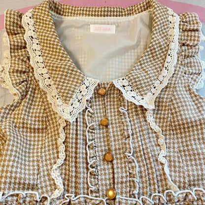 Liz Lisa gingham lace jumpsuit Old School style3