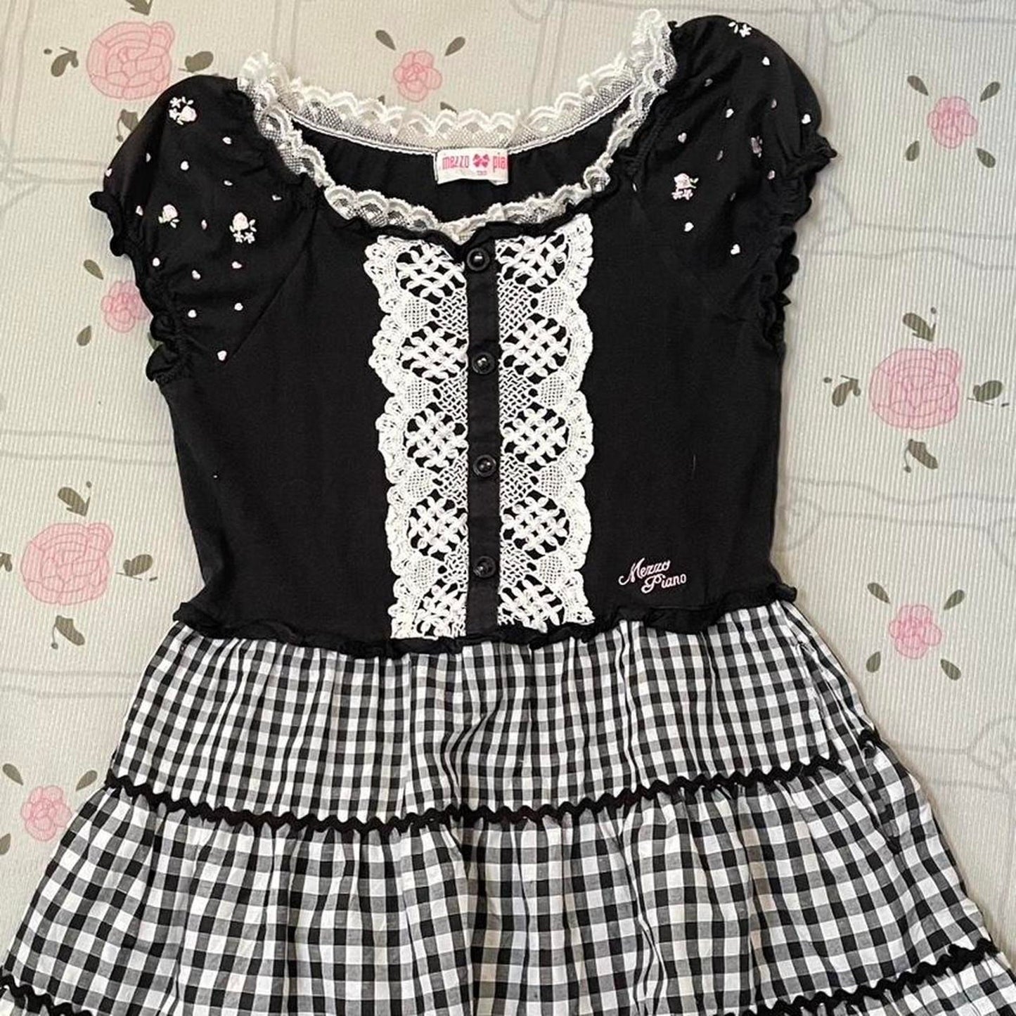 Mezzo Piano kids’ girly black gingham one-piece dress (size 130)5