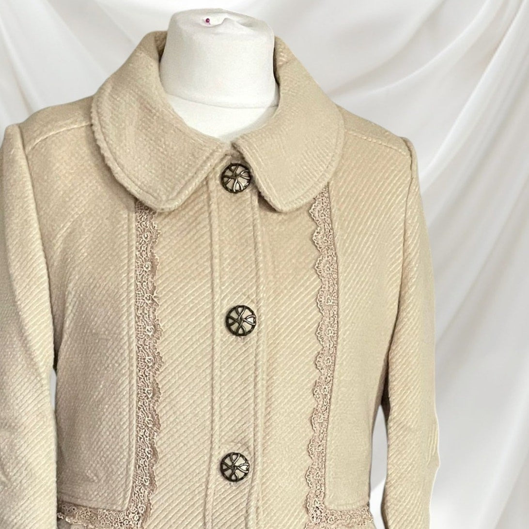 Axes Femme Beige Lace Trim Coat – Classic Romantic Style7