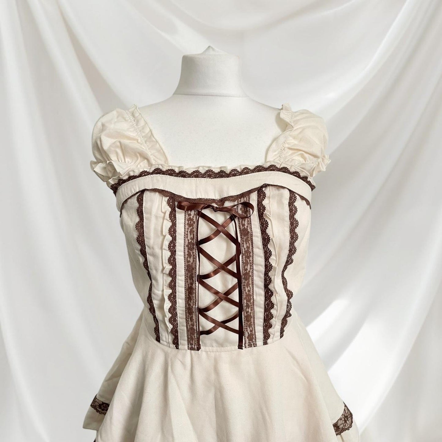 Axes Femme rare milkmaid mini dress with laceup and tieback detailing1