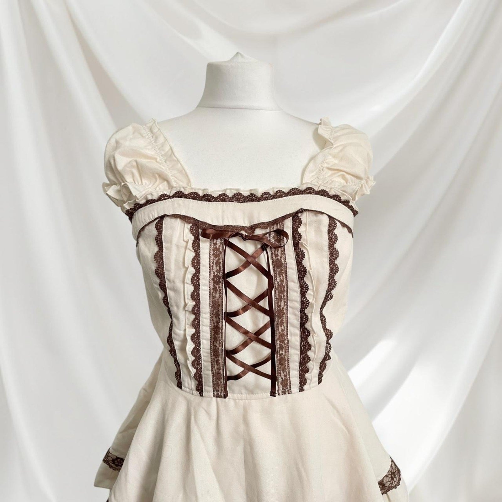 Axes Femme rare milkmaid mini dress with laceup and tieback detailing1