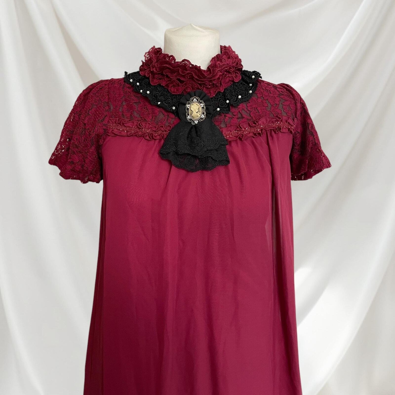 Axes femme burgundy lace dress - elegant gothic Lolita formal gown prom dress3
