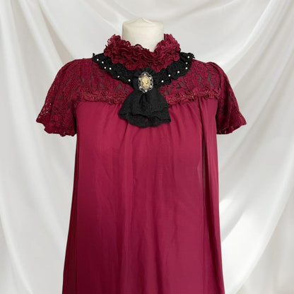 Axes femme burgundy lace dress - elegant gothic Lolita formal gown prom dress3