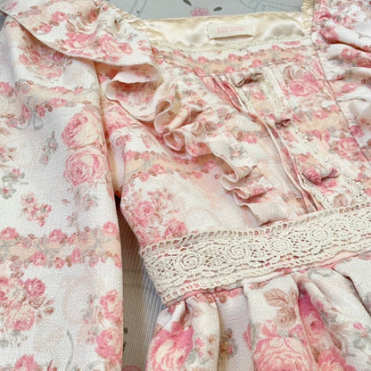 Liz Lisa pink floral longsleeve dress with ruffled bodice3