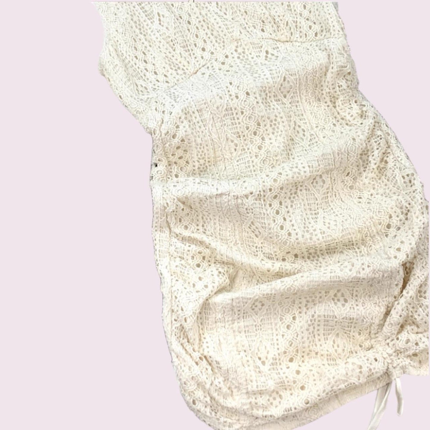 Beige sleeveless lace mini dress (overpiece not included)2
