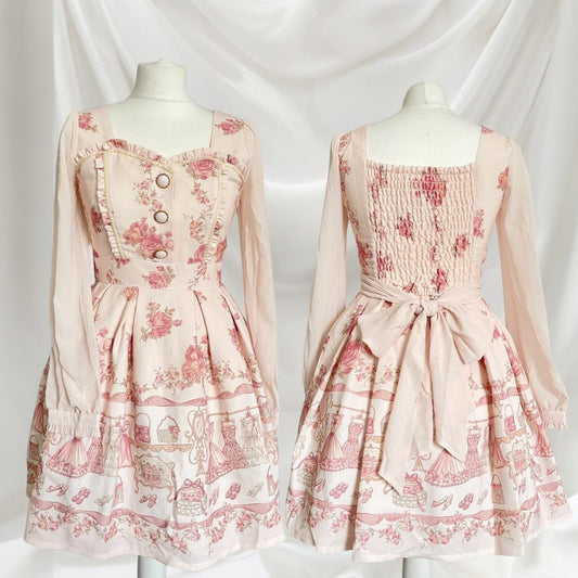 Liz Lisa romantic pink floral & tea party print dress0
