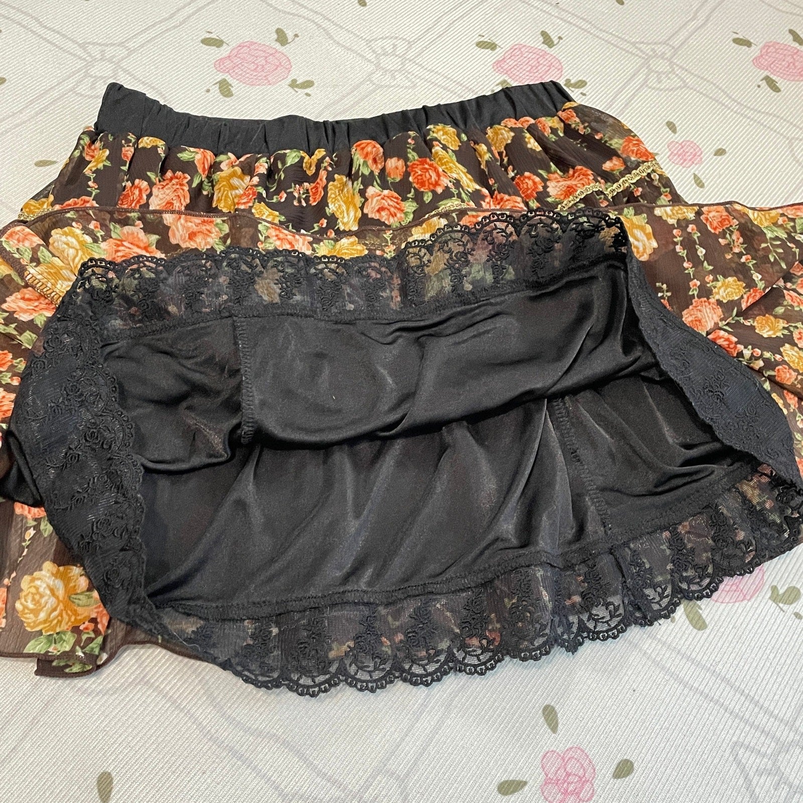 Vintage Japanese Floral Print Mini Skirt3