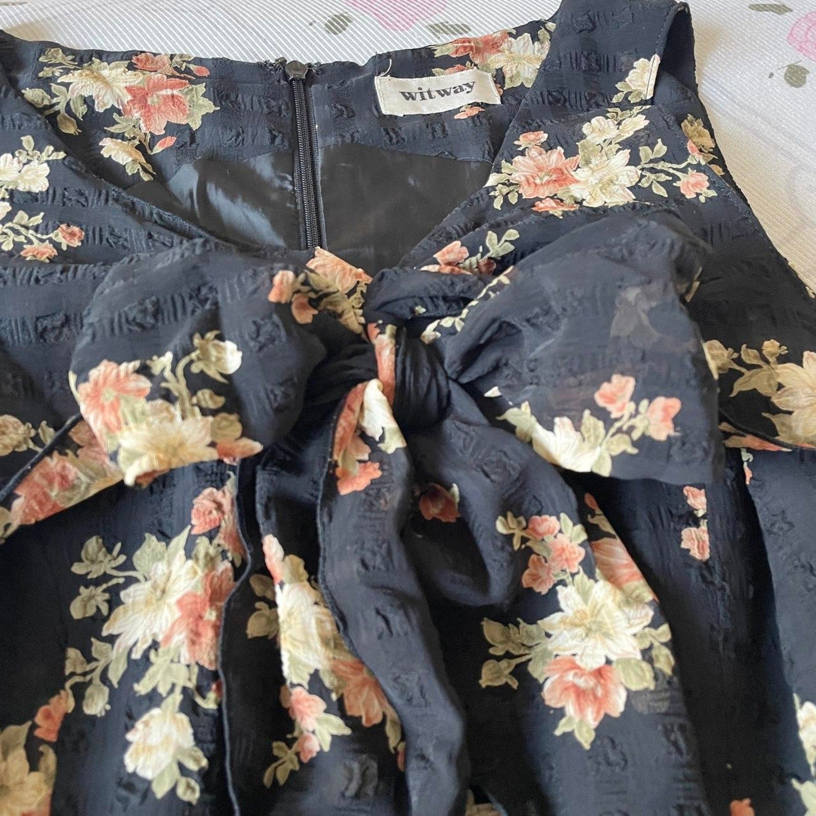 Floral black sleeveless dress – Japan vintage3