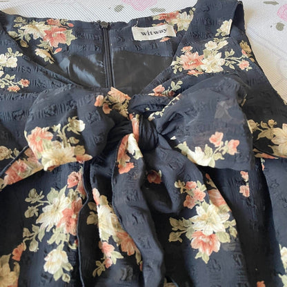 Floral black sleeveless dress – Japan vintage3