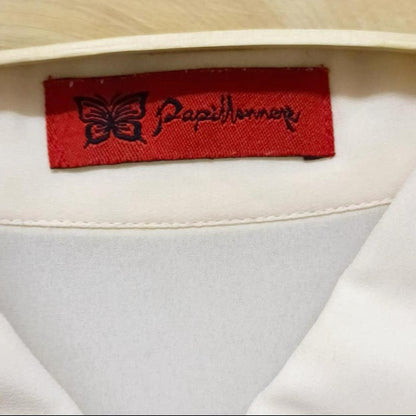 Japanese vintage long-length pleated ivory blouse3