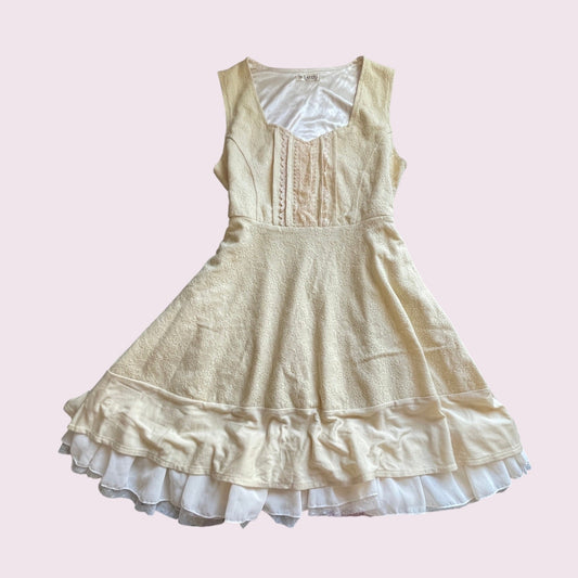 Axes Femme cream lace ruffle dress | coquette cottagecore romantic mini dress0