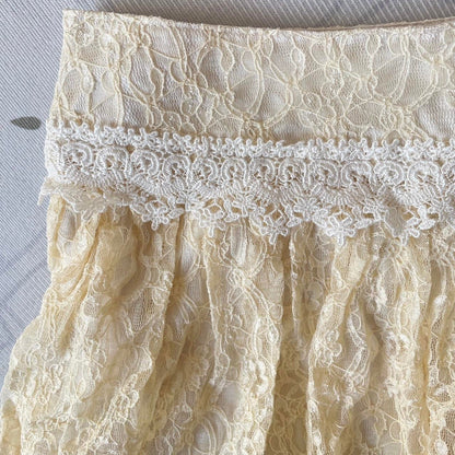 Japanese brand CECIL McBEE tiered lace mini skirt around 26-27 inches5
