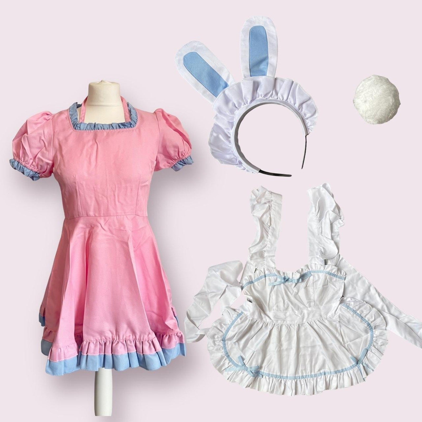 Bodyline bunny maid dress with apron, headband, and tail Halloween costume2