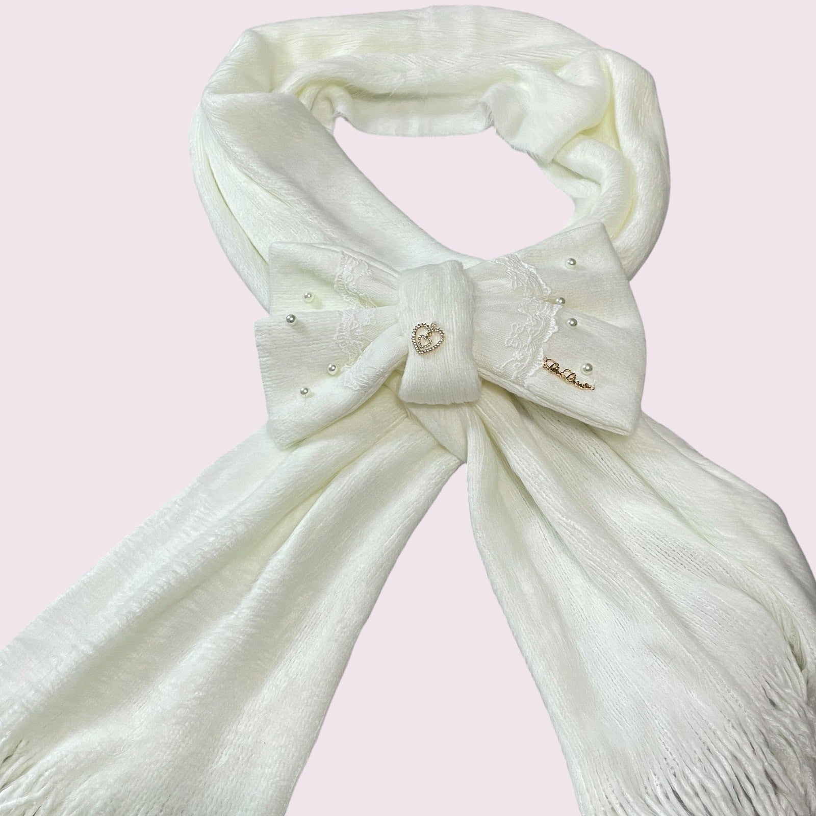 Liz Lisa Wihte Scarf with Detachable Bow – Himekaji / Sweet Lolita Style1