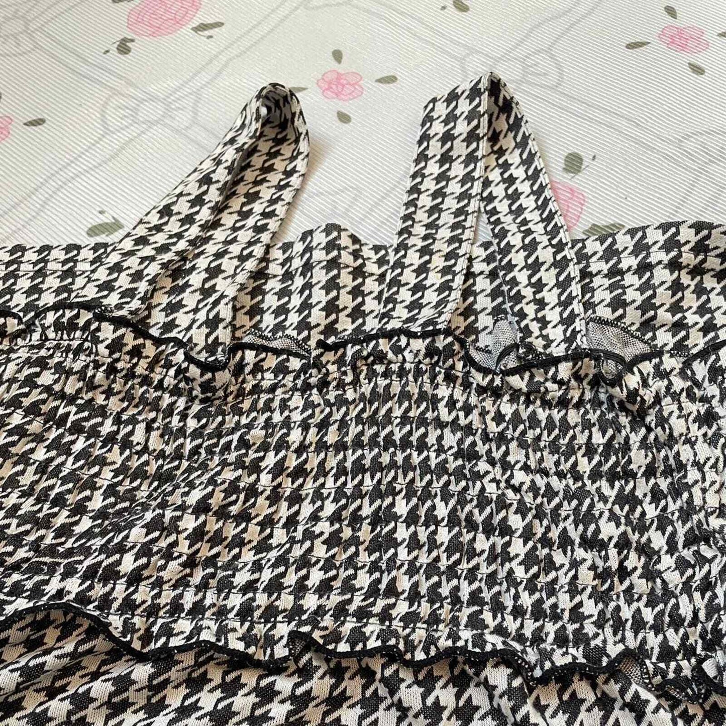 Japanese gingham dogtooth dress details2