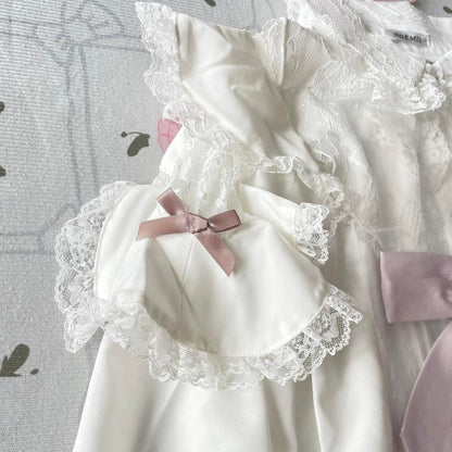 Noemie cold-shoulder frill blouse with bow – white lace girly top2