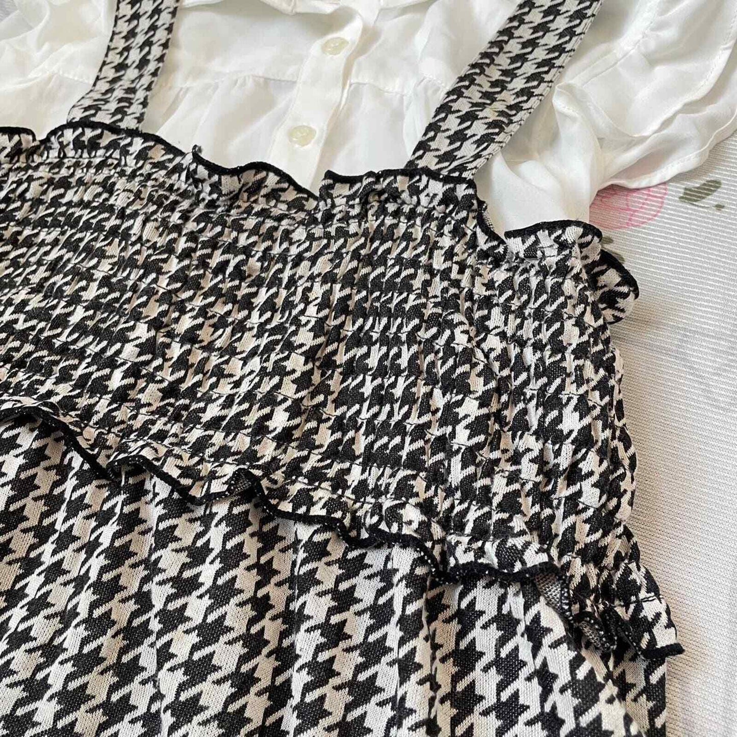 Japanese gingham dogtooth dress details4