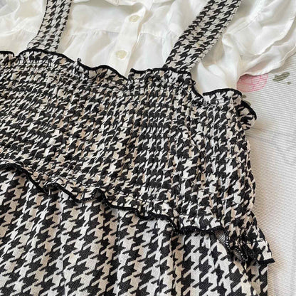 Japanese gingham dogtooth dress details4