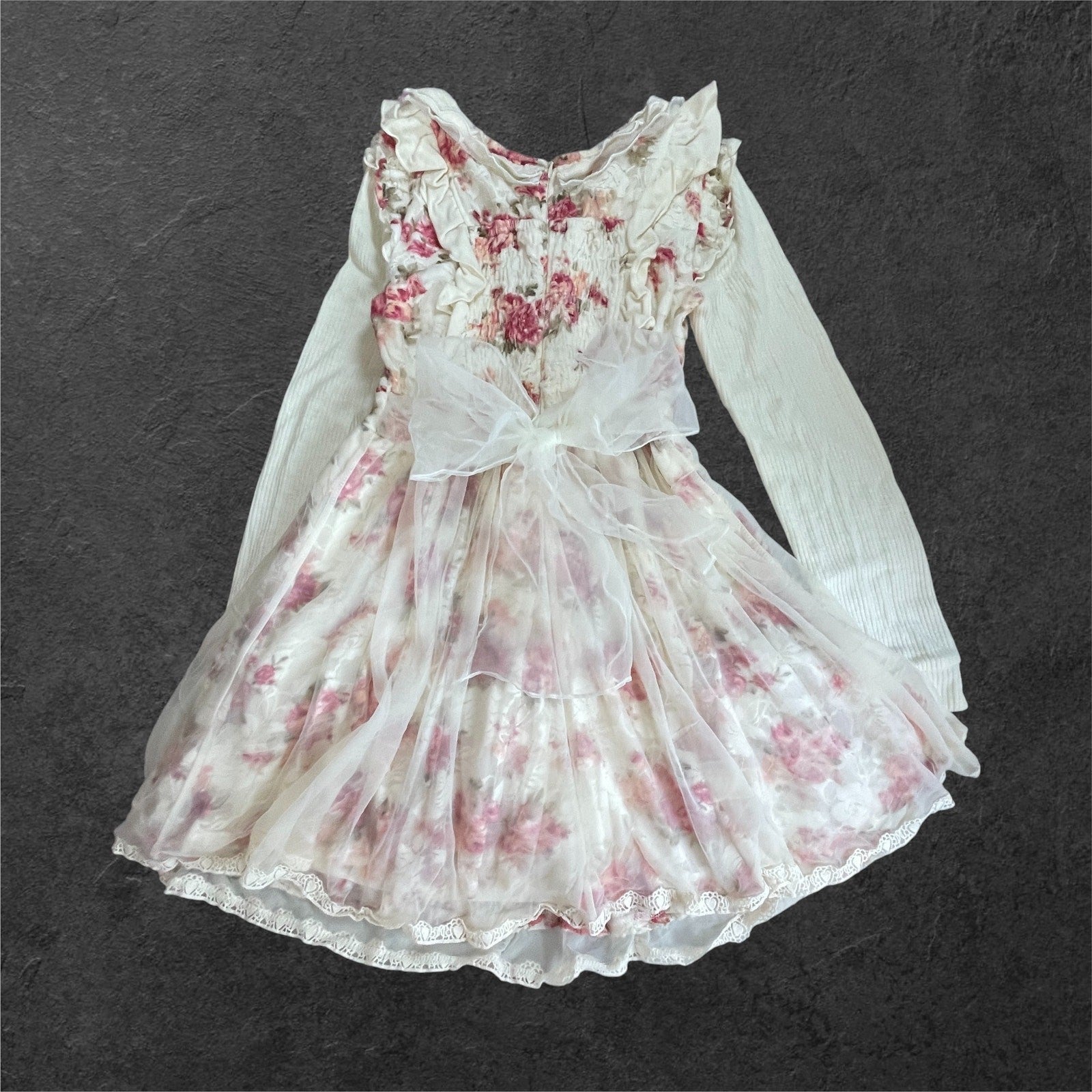 Liz Lisa Floral Tulle Dress Ryousangata Kawaii Long-Sleeve1