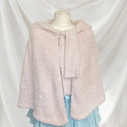Gelato Pique fluffy bunny-ear cape, soft cozy loungewear, light pink3