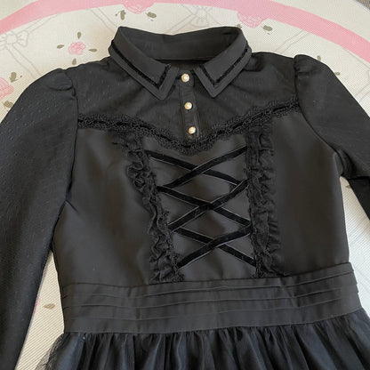 Axes Femme black embroidered dress – elegant gothic, gold rose embroidery2