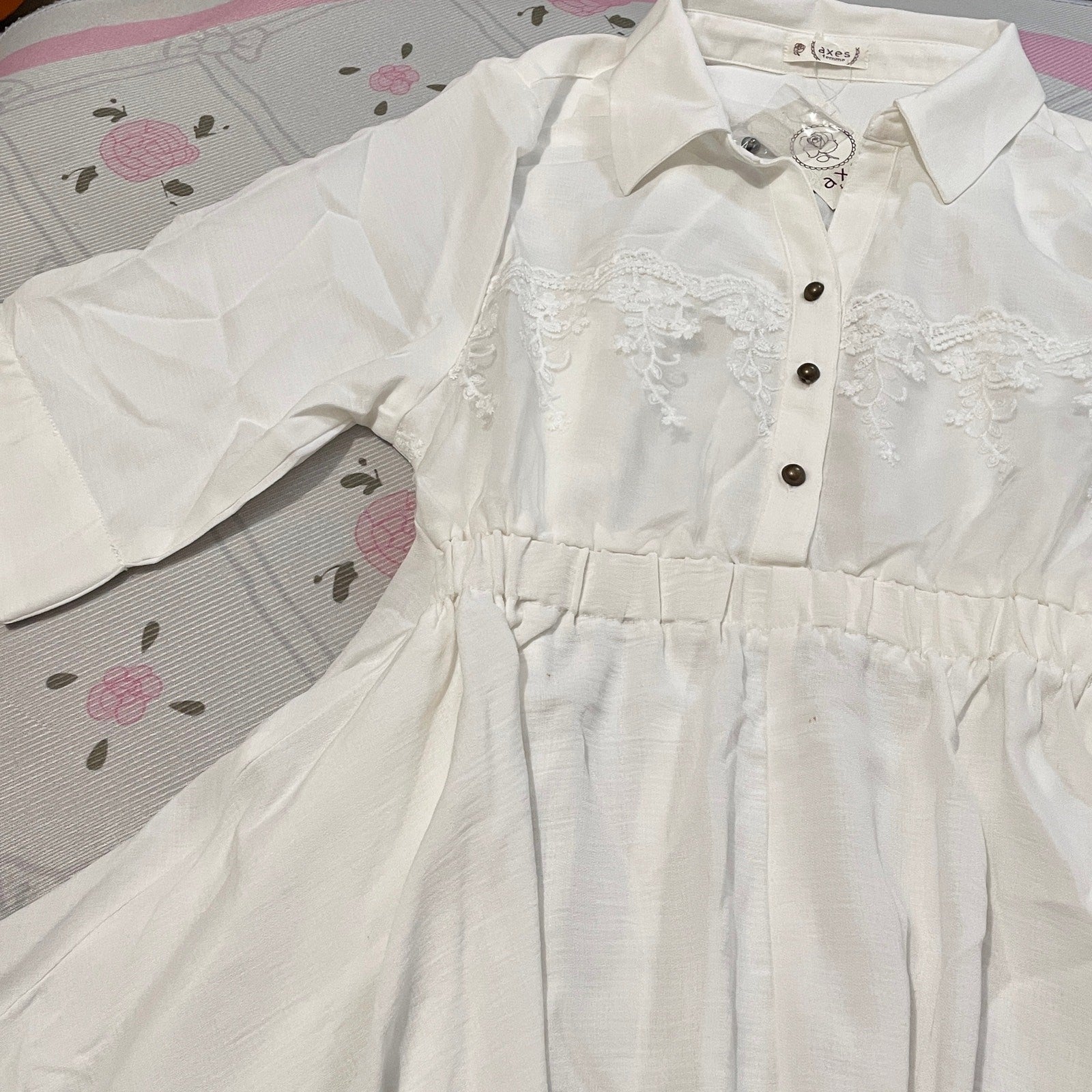 Axes Femme shirt dress ivory lace-detail – sweet romantic jfashion5