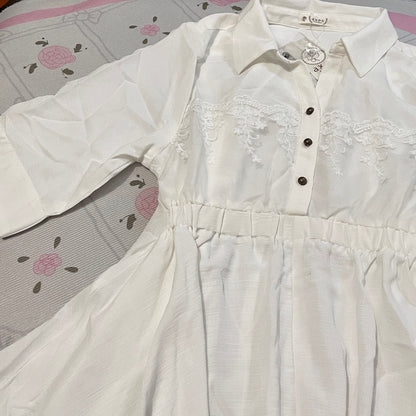 Axes Femme shirt dress ivory lace-detail – sweet romantic jfashion5