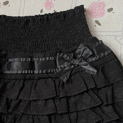 Babydoll  black tiered frilly multi-layer ruffles cake mini skirt/ skort 3