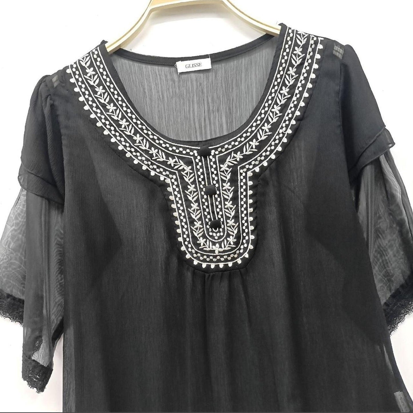 y2k sheer embroidered layered vintage top – Japan vintage1