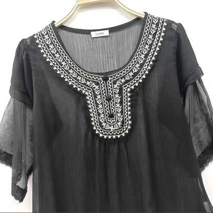 y2k sheer embroidered layered vintage top – Japan vintage1