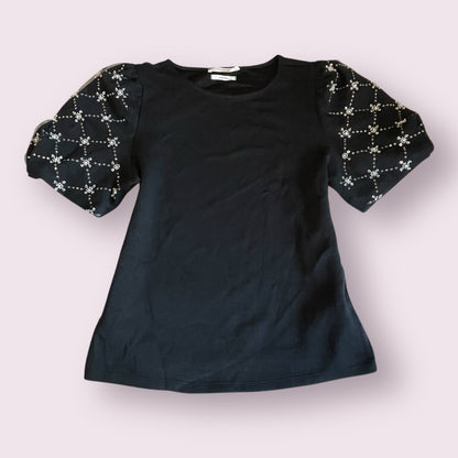 Black Puff Sleeve Top Kawaii Dolly Blouse0