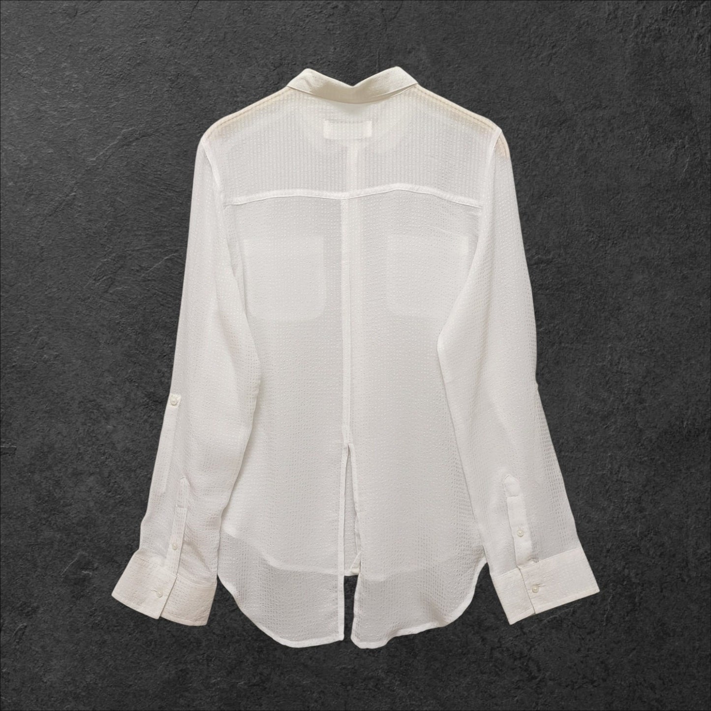 Japanese Vintage Sheer Blouse – Embroidered Collar, Soft & Lightweight2