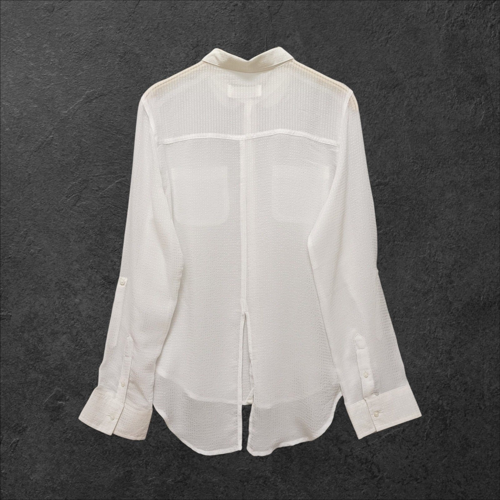 Japanese Vintage Sheer Blouse – Embroidered Collar, Soft & Lightweight2