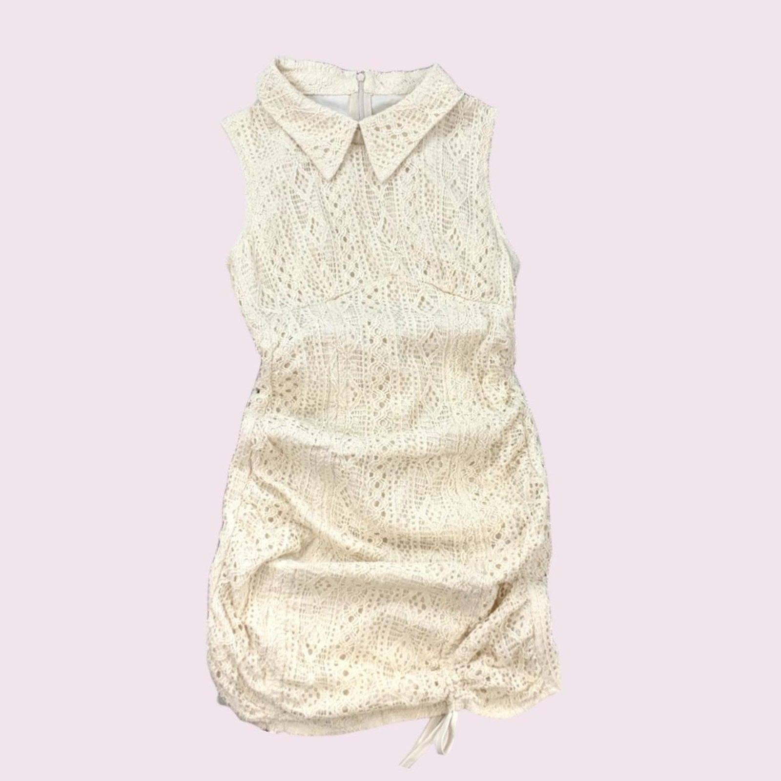 Beige sleeveless lace mini dress (overpiece not included)1
